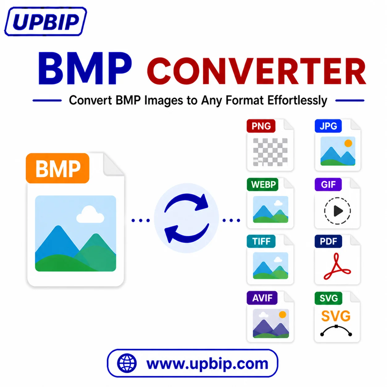 UPBIP BMP Converter online — convert BMP images to JPG, PNG, WebP and other formats, browser-based at upbip.com