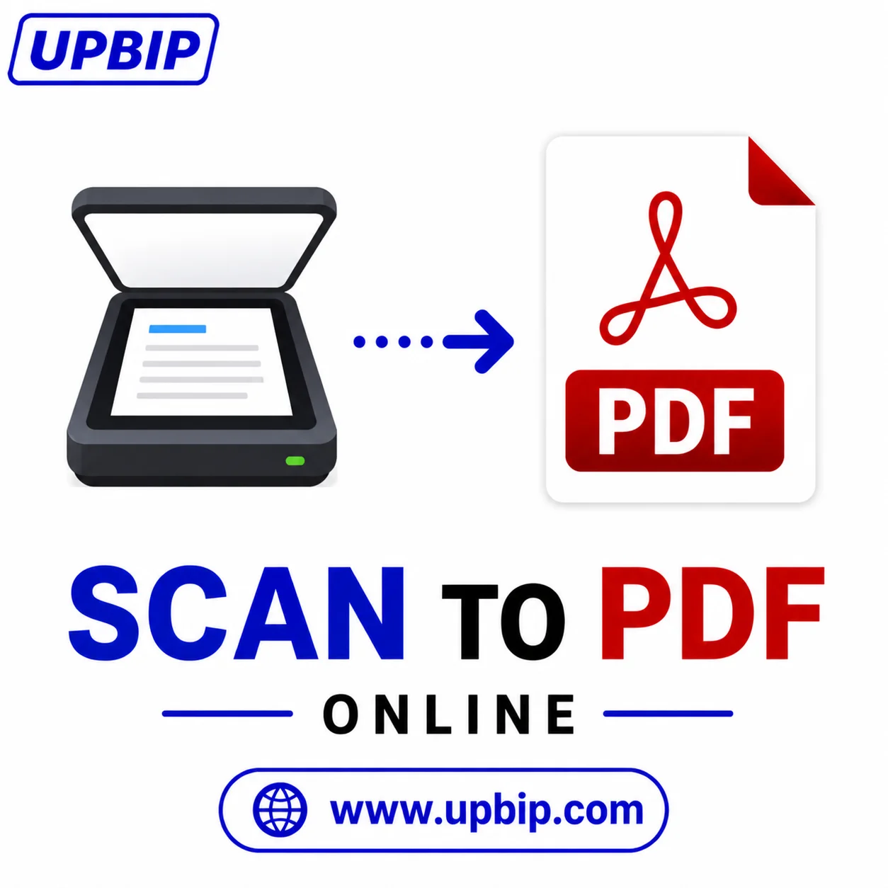 UPBIP Scan to PDF online — capture documents with your camera and export as a PDF, browser-based at upbip.com